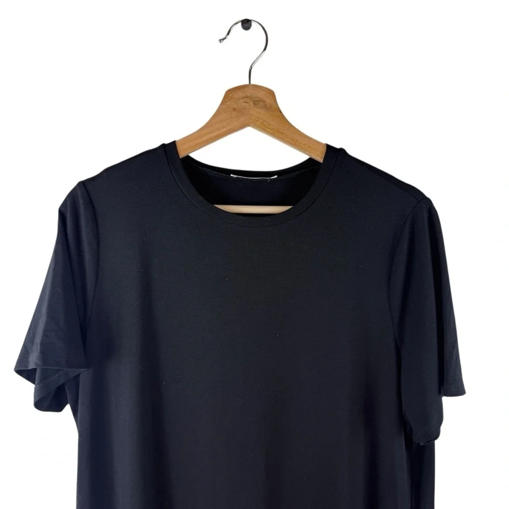Reformation Bronwyn T-shirt dress Sz Small S Black side split stretch - Picture 6 of 10